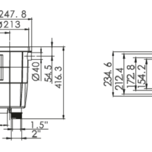 Dimensões skimmer boca larga Superpool (tela)